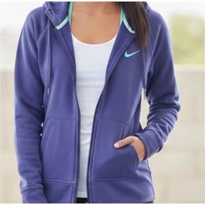 Nike Women Dri Fit Athletic Running Jacket Sz S Purple Hood Zip Up Drawstring